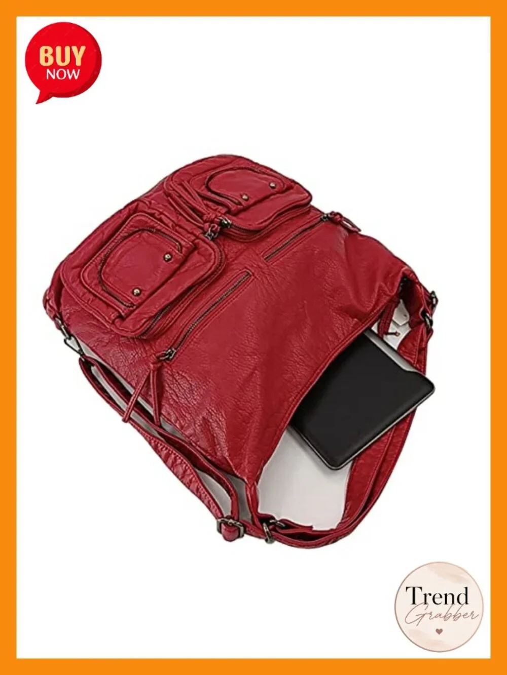 Large Hobo Bag with Adjustable Strap, PU Leather, Multi-Pocket Tote Crossbody